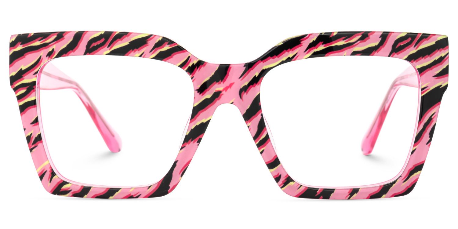 Morreen Oversized Thick Frame Glasses With Pink Zebra | ZEELOOL Canada0