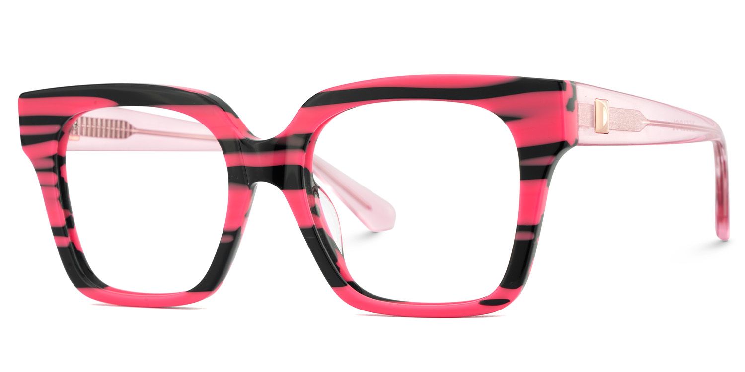 Trendy Square Glasses With Black Pink Matched3