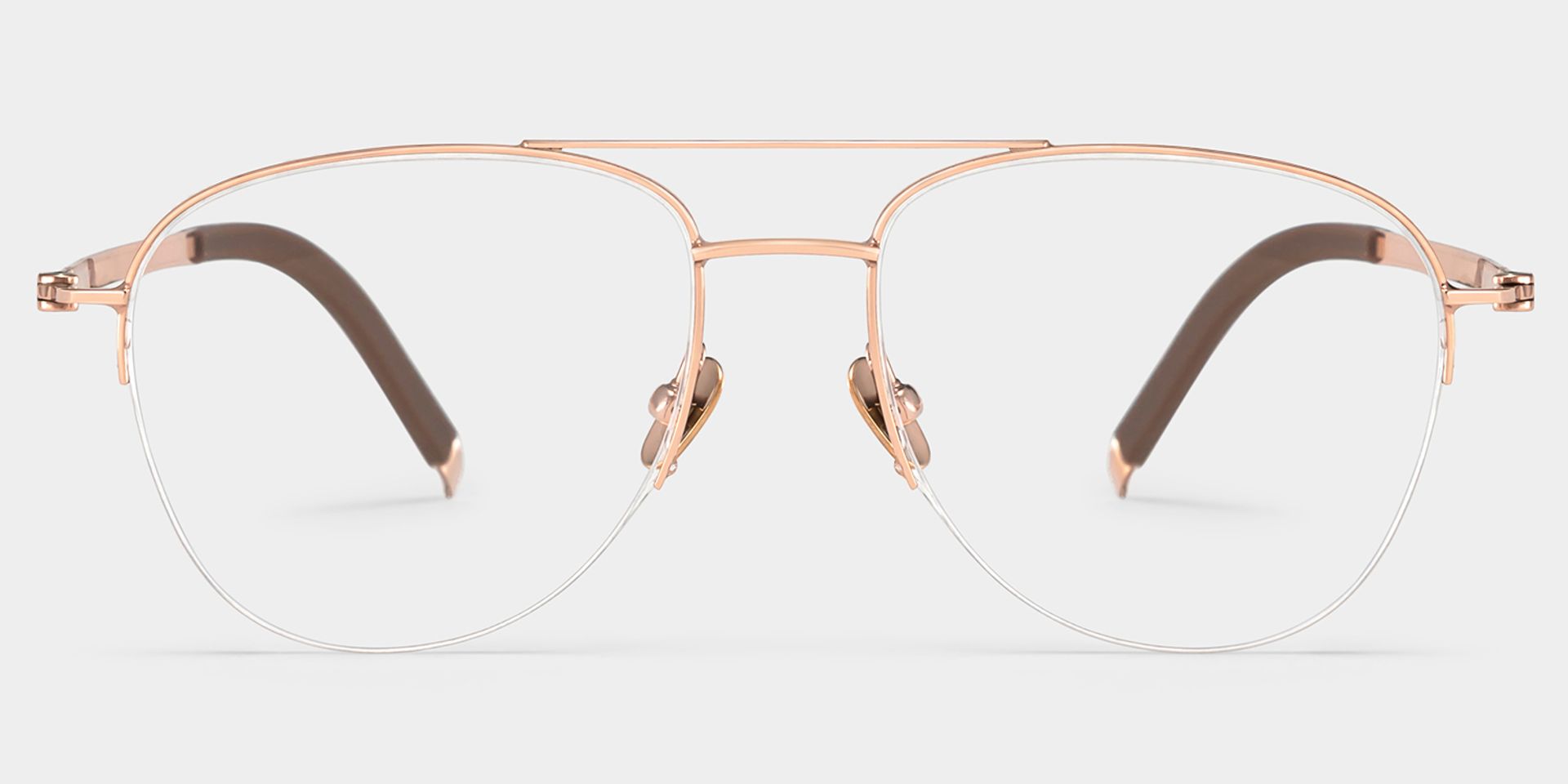 Grayson Half Rim Aviator Eyeglasses in Gold Wide Frames | ZEELOOL0