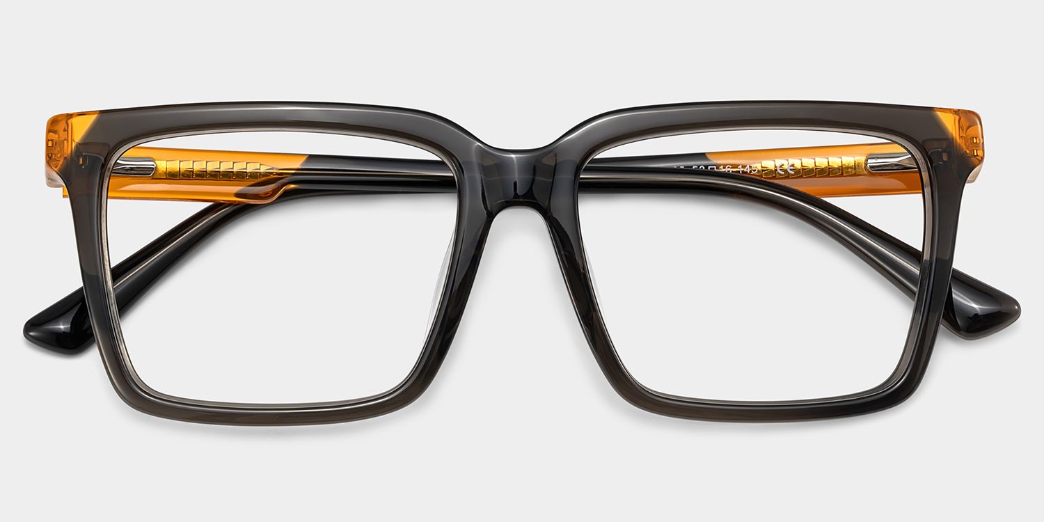 Rectangle Light Gray Eyeglasses- Troy Acetate Frame Glasses1