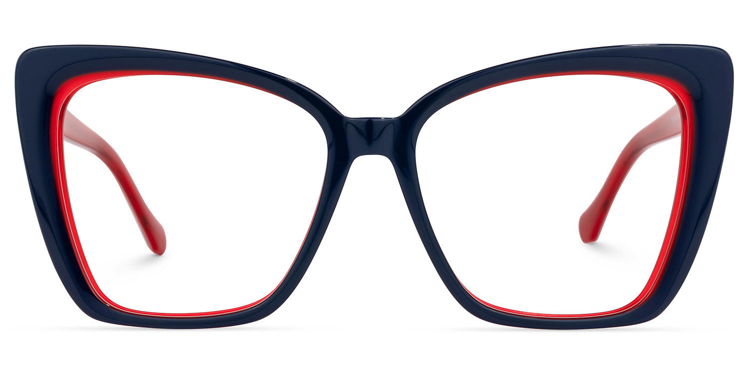 Shanell Butterfly Blue-Red Frame Glasses | ZEELOOL Canada0