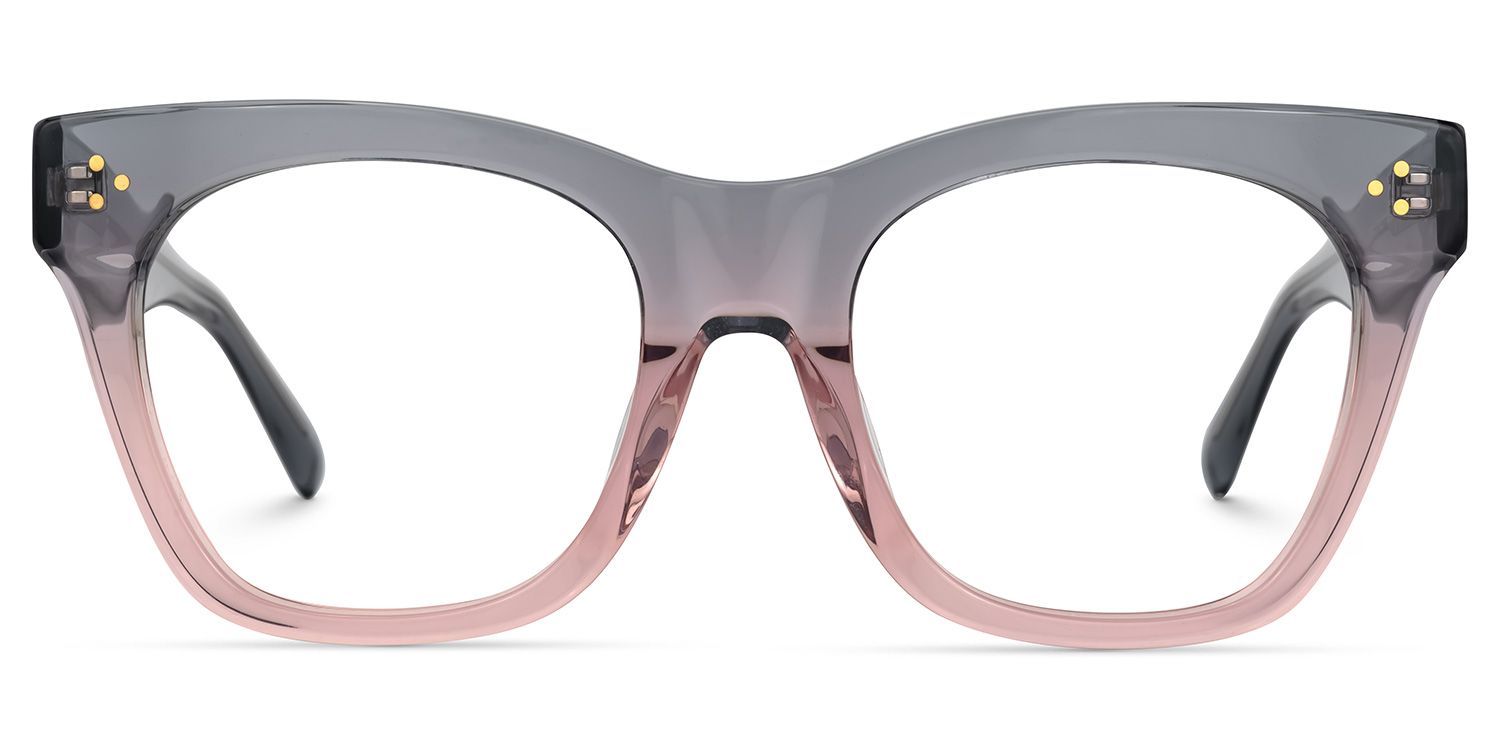 Tandy Rectangle Gray Eyeglasses and Two-Tone Frames0