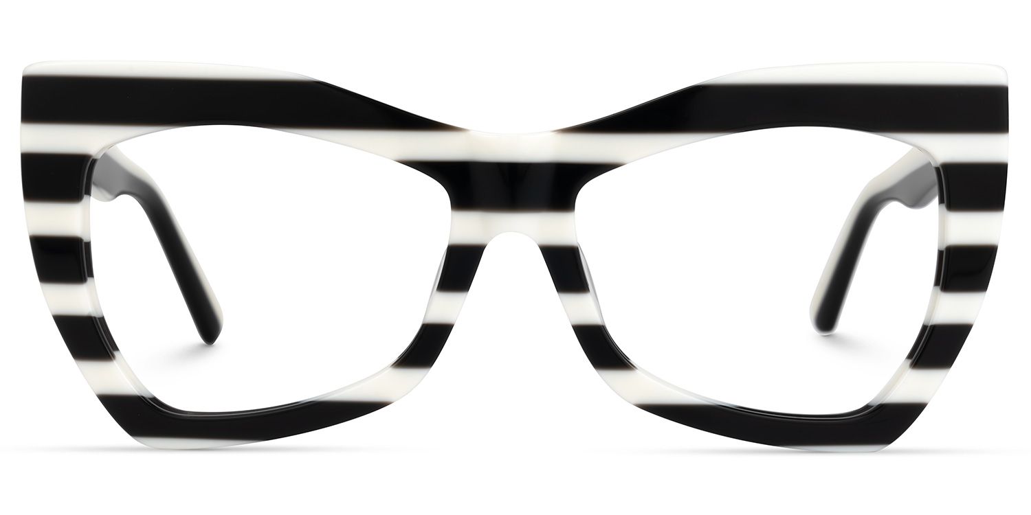 Bernita Geometric Black and White Striped Frames Glasses1