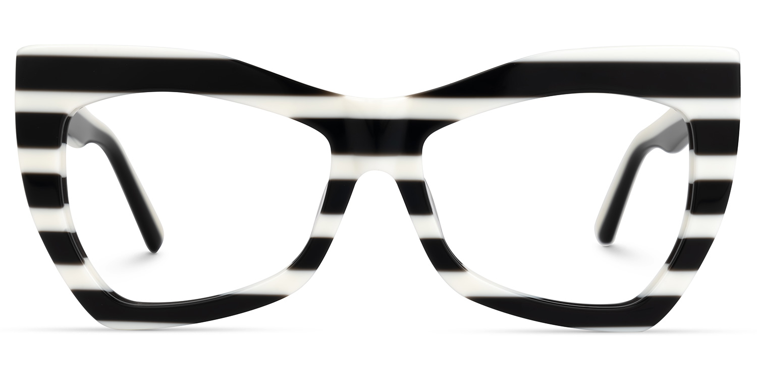 Bernita Geometric Black and White Striped Frames Glasses1