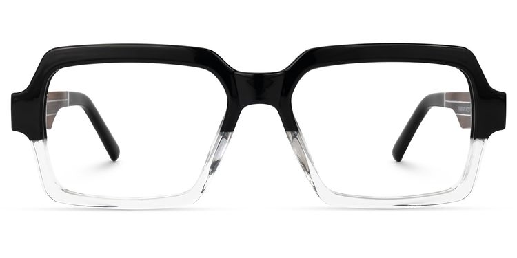 Jack Rectangle Black & Clear Glasses