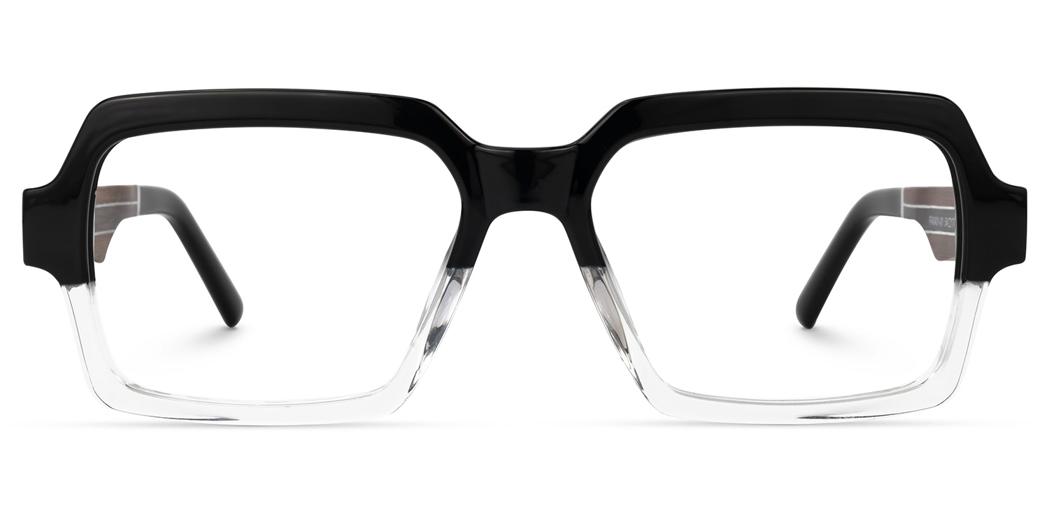 Jack Rectangle Black & Crystal Glasses