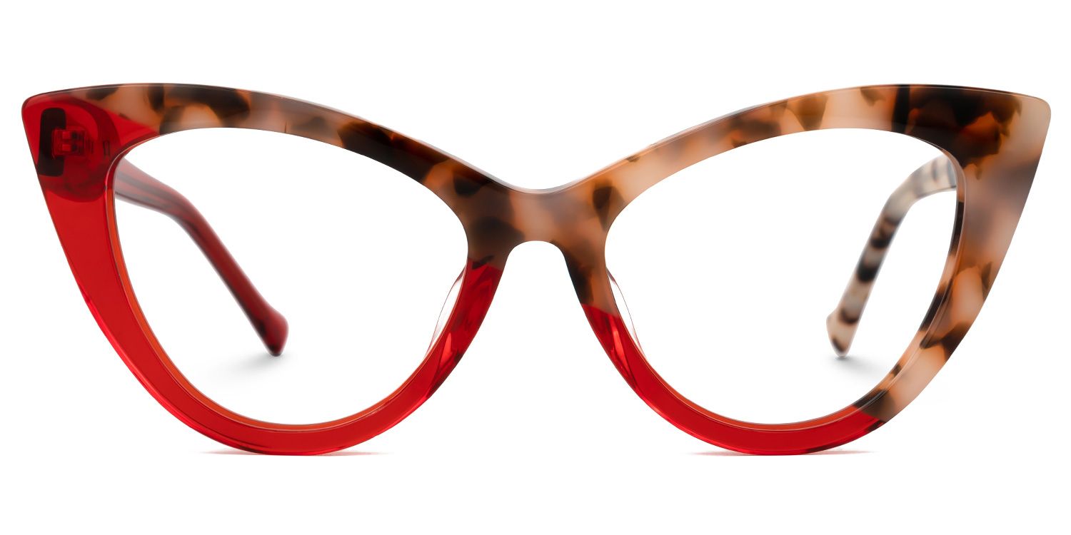 Maxine Cateye Red Glasses with Narrow Frame0