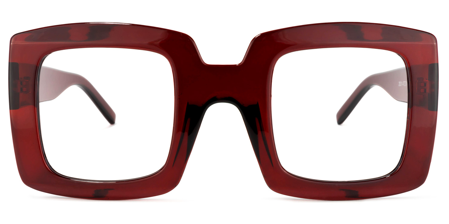 Quincey Square Dark-Red Glasses | ZEELOOL Canada0