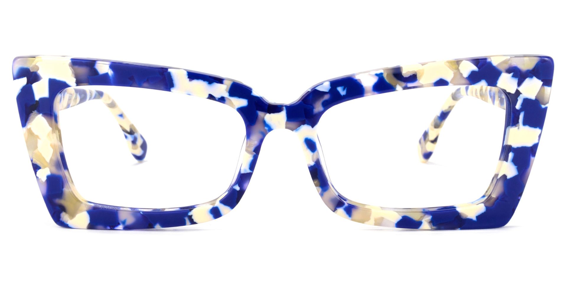 Newell Rectangle Blue-Floral Frame Glasses | Zeelool Optical0