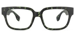 Colin Rectangle Green Floral Glasses0