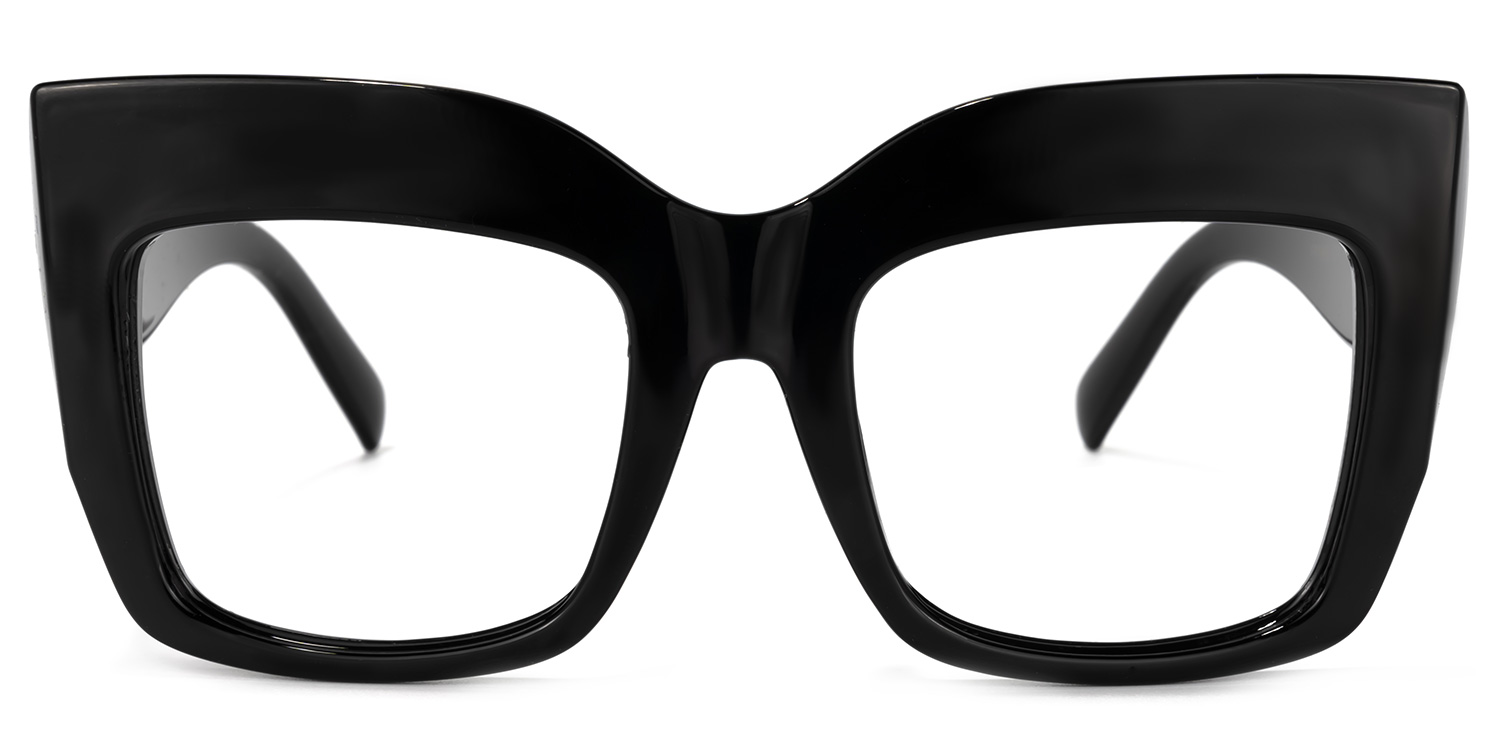 Alberta Cat Eye Black Oversized Thick Frame Glasses0