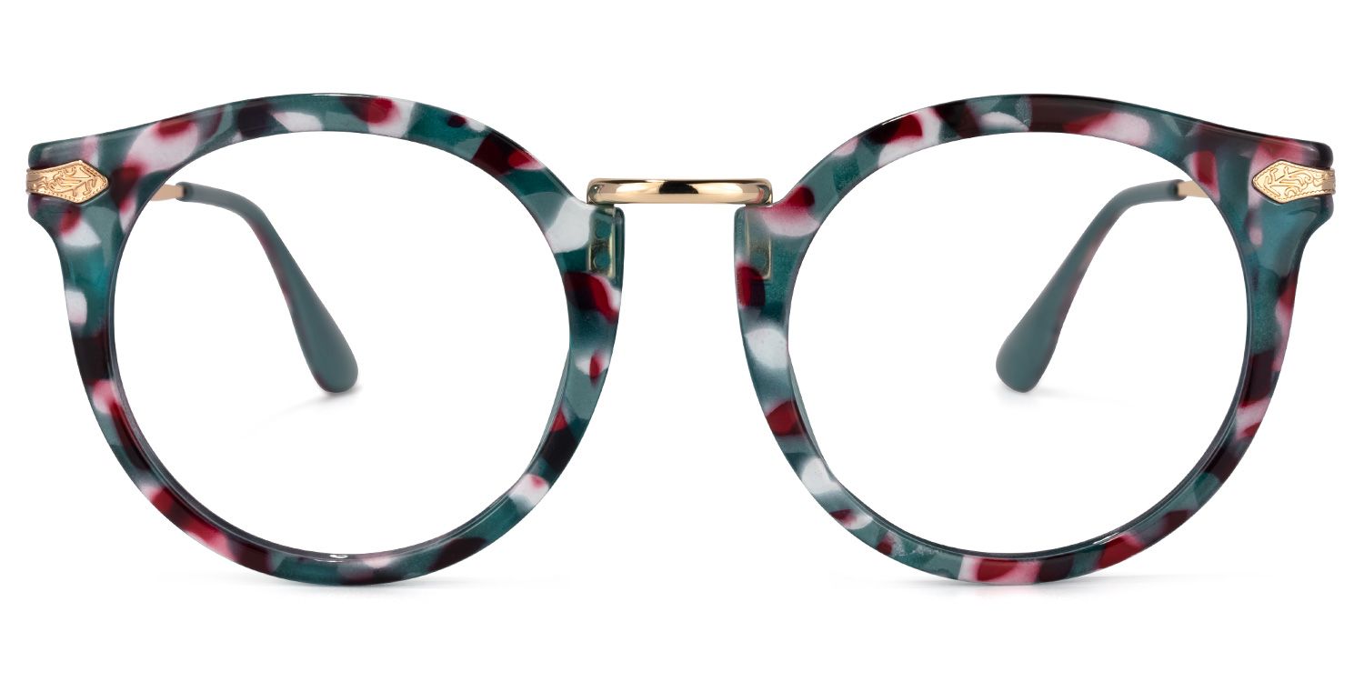 Quentina Round Blue Floral Frame Glasses | ZEELOOL Canada0