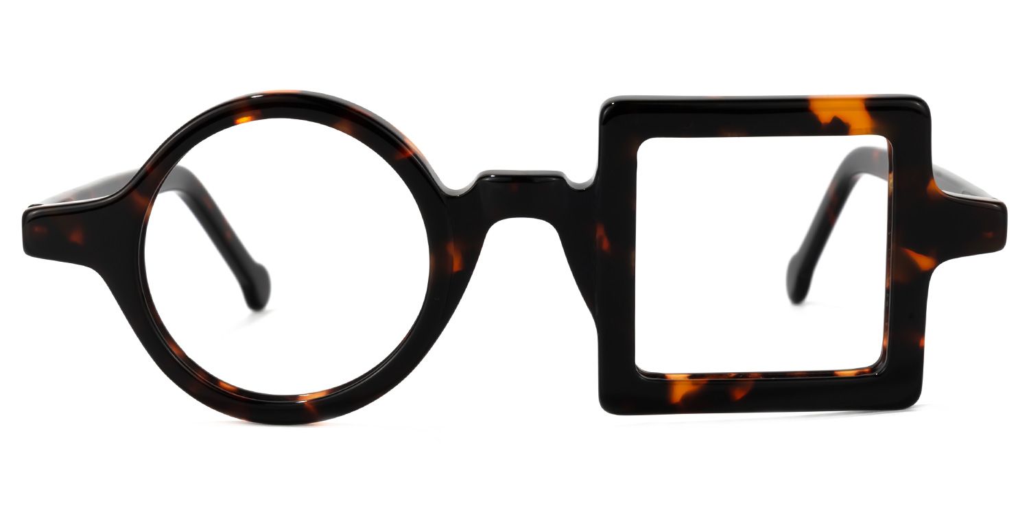 Paola Tortoise Asymmetric Square Circle Glasses0