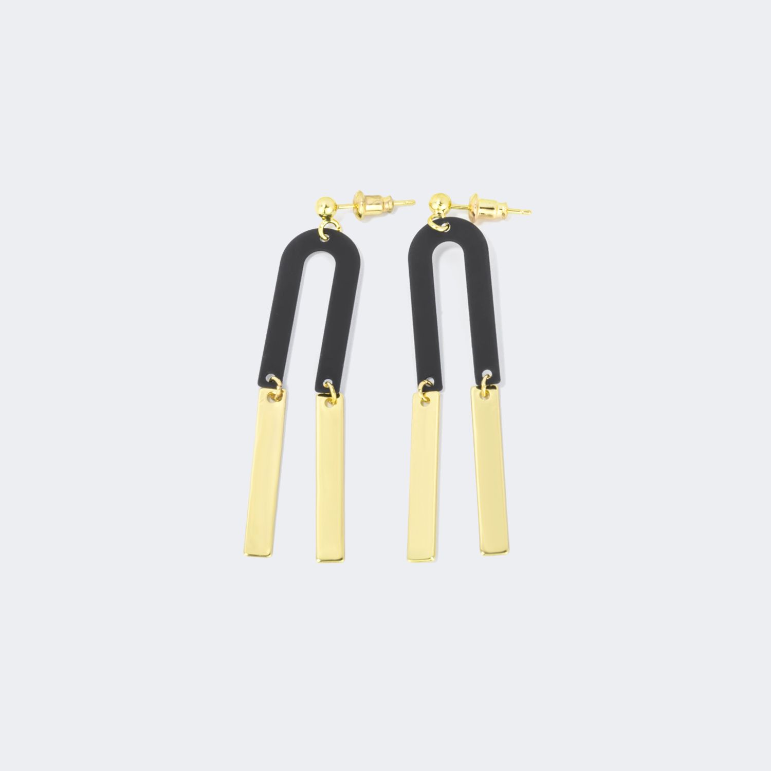 Stylish Arch Black-Gold Earrings | ZEELOOL Canada1