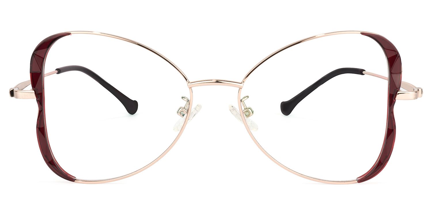 Edith Geometric Dark-Red Glasses | ZEELOOL Canada