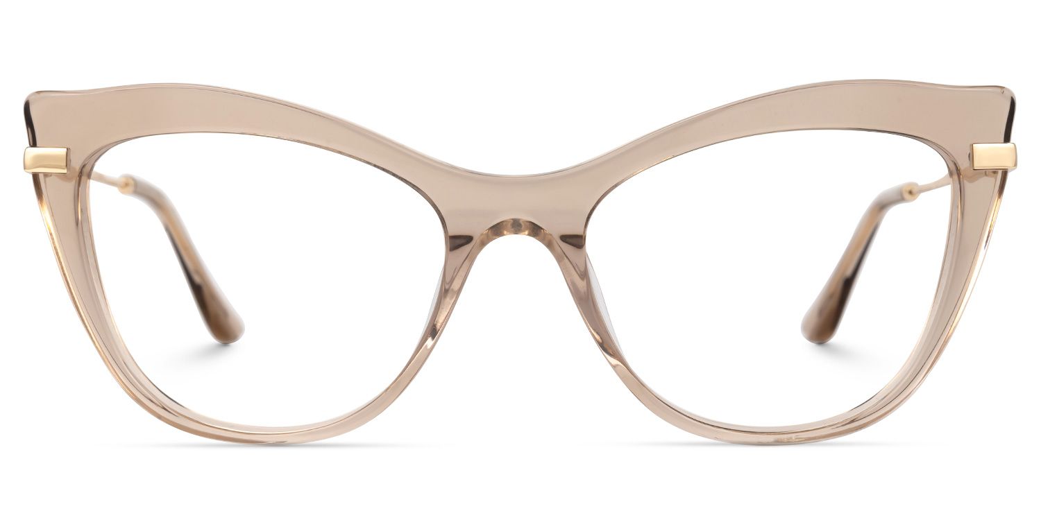 Indira Cat Eye Beige Glasses | ZEELOOL Canada0