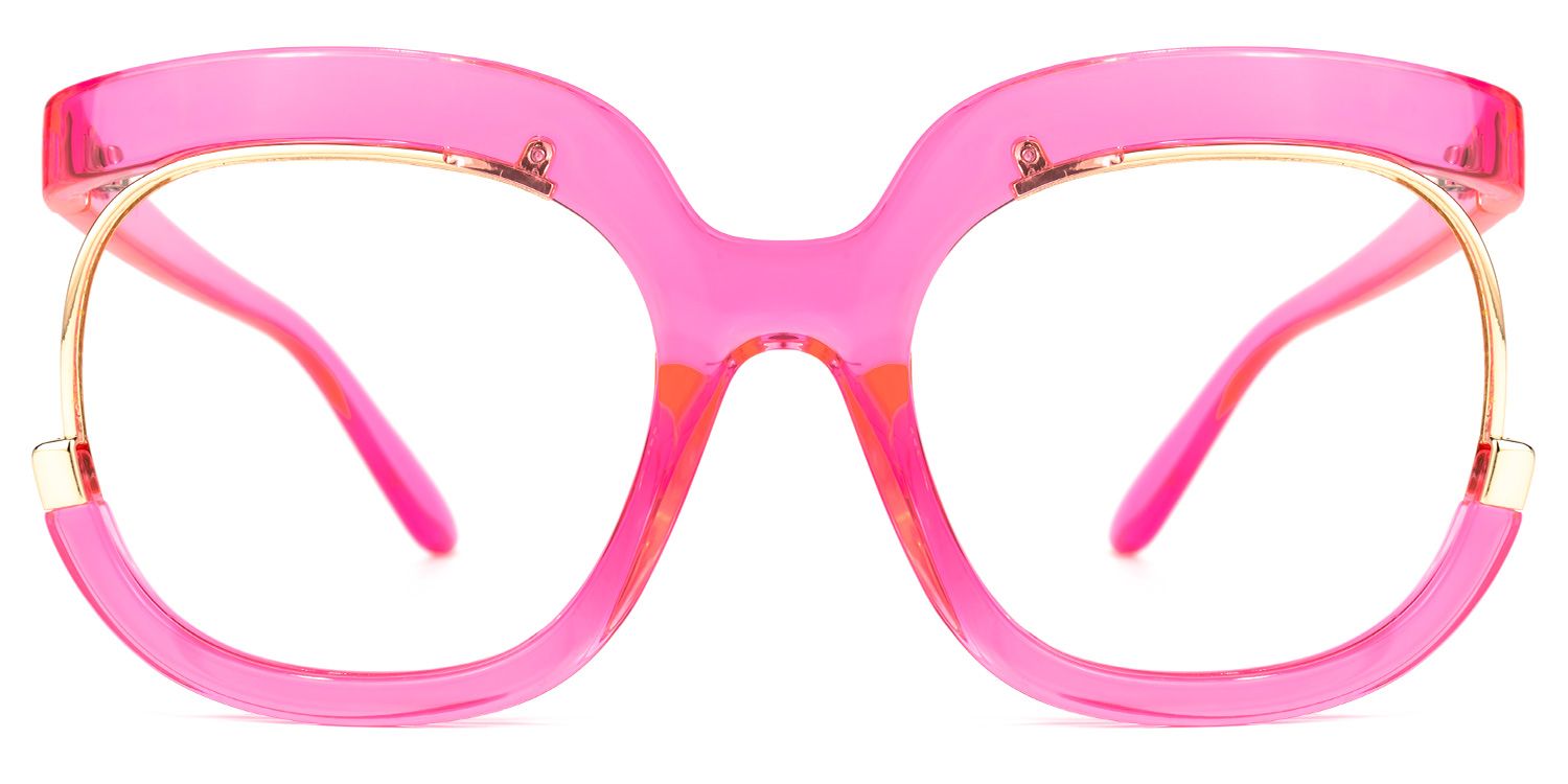 Darice Pink Round Transparent Semi-Frame Glasses | ZEELOOL Canada0