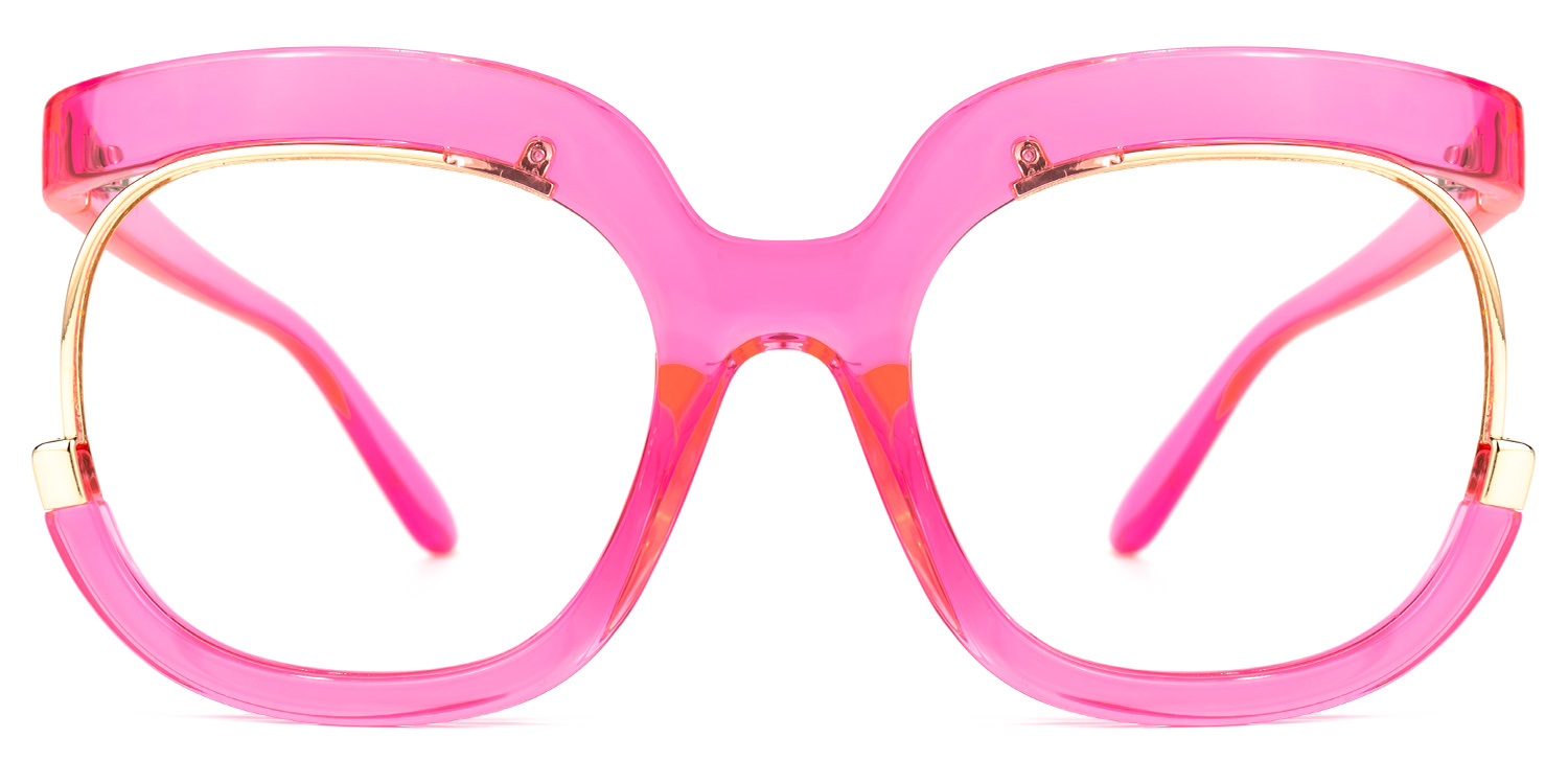 Darice Pink Round Transparent Semi-Frame Glasses | ZEELOOL Canada0
