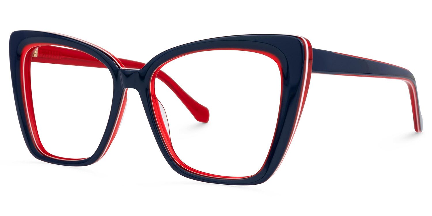 Shanell Butterfly Blue-Red Frame Glasses | ZEELOOL Canada1