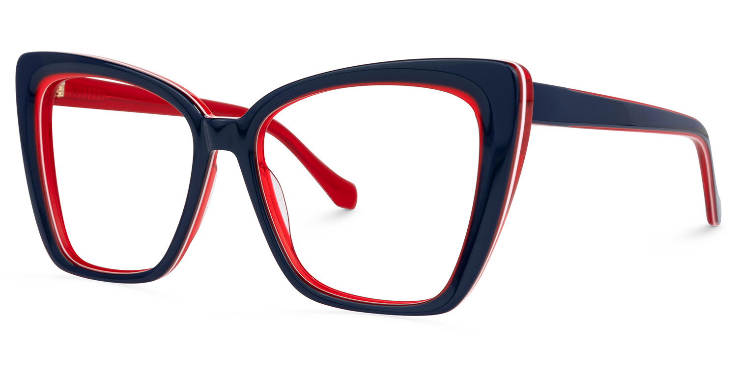 Shanell Butterfly Blue-Red Frame Glasses | ZEELOOL Canada1