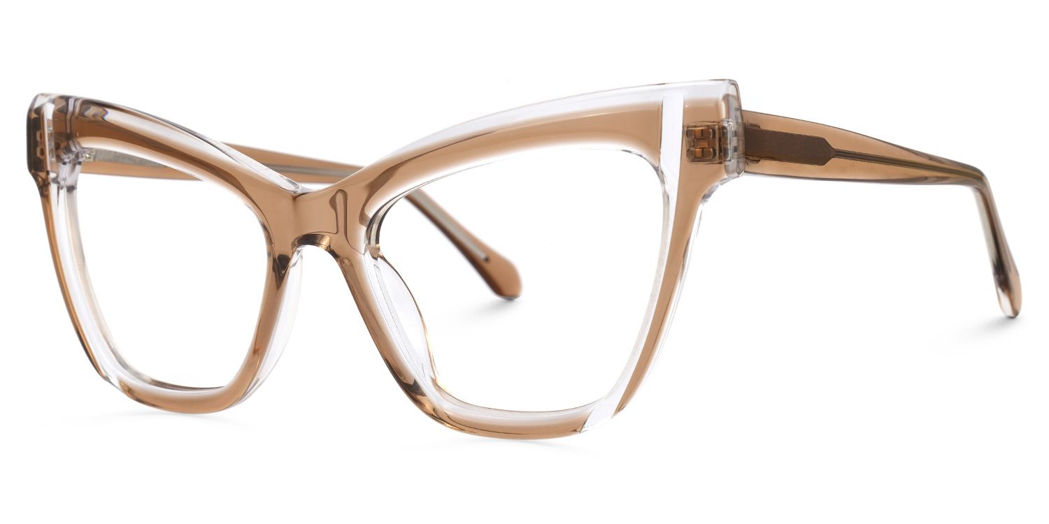 Saucie Light Brown Cat eye Frame Glasses | Zeelool1