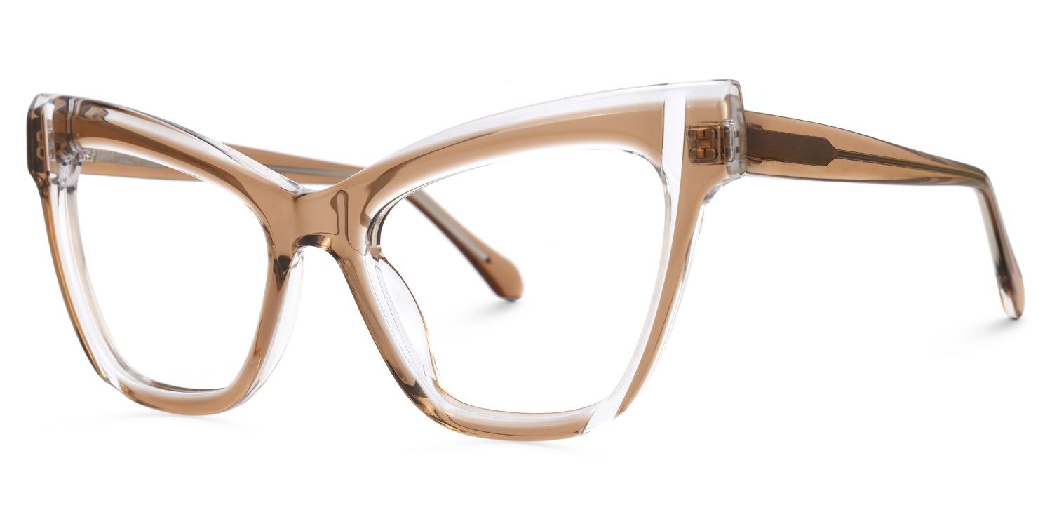 Saucie Light Brown Cat eye Frame Glasses | ZEELOOL Canada1