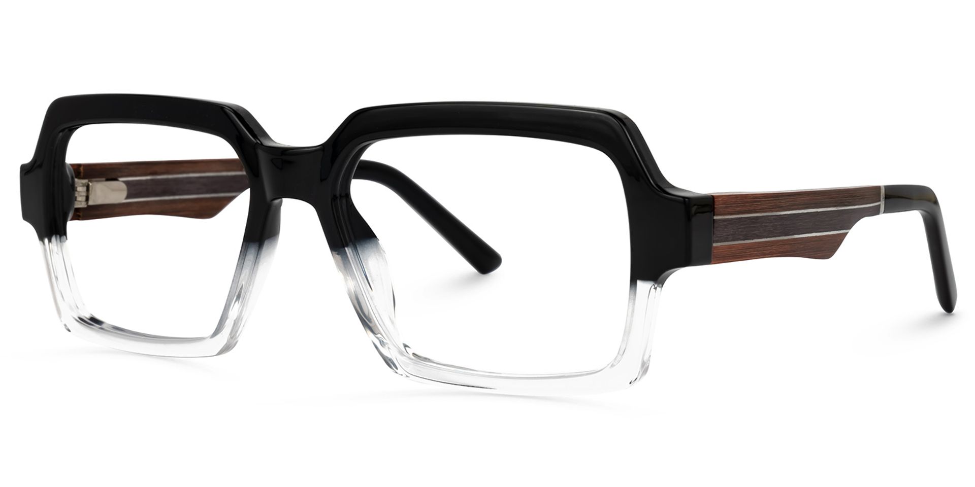 Jack Rectangle Black & Clear Frame Glasses | Zeelool3
