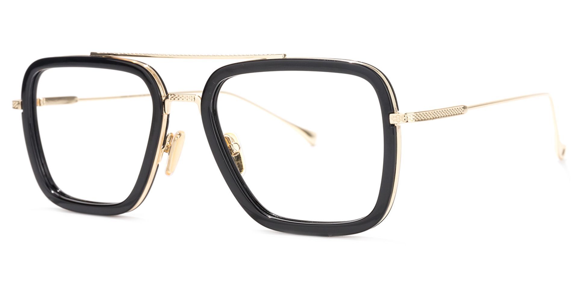 Gifford Aviator Black Frame Glasses with Gold Trim2