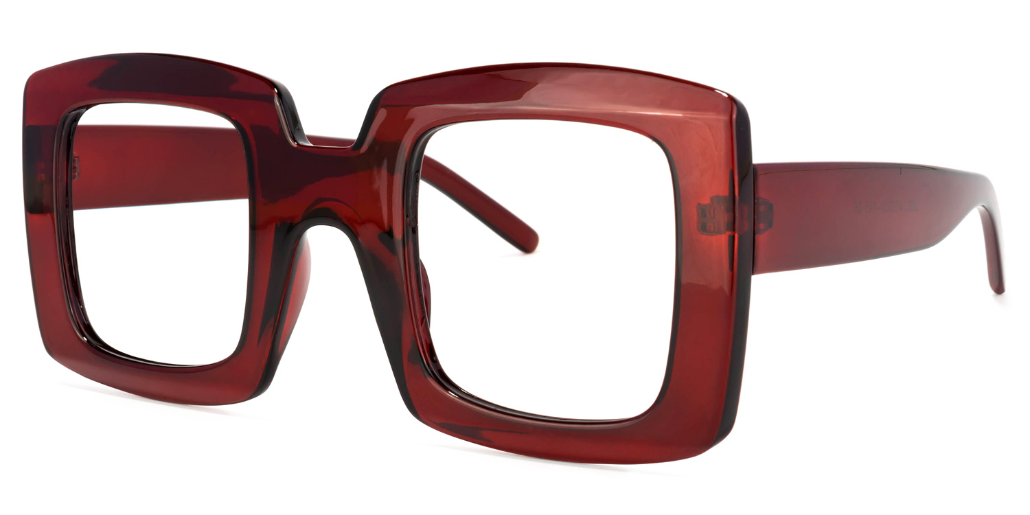 Quincey Square Dark-Red Glasses | ZEELOOL Canada1