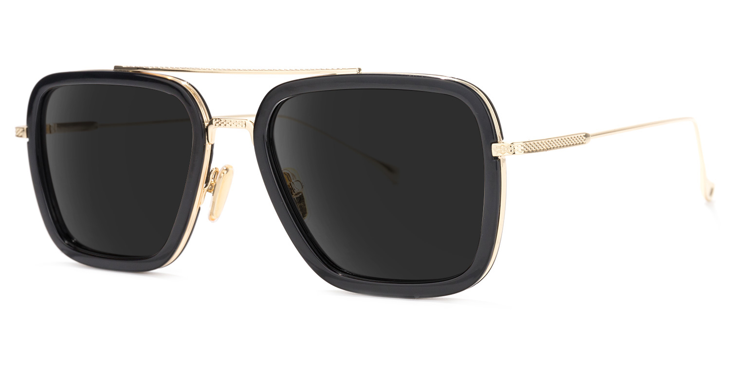 Gifford Aviator Black-Gold Sunglasses