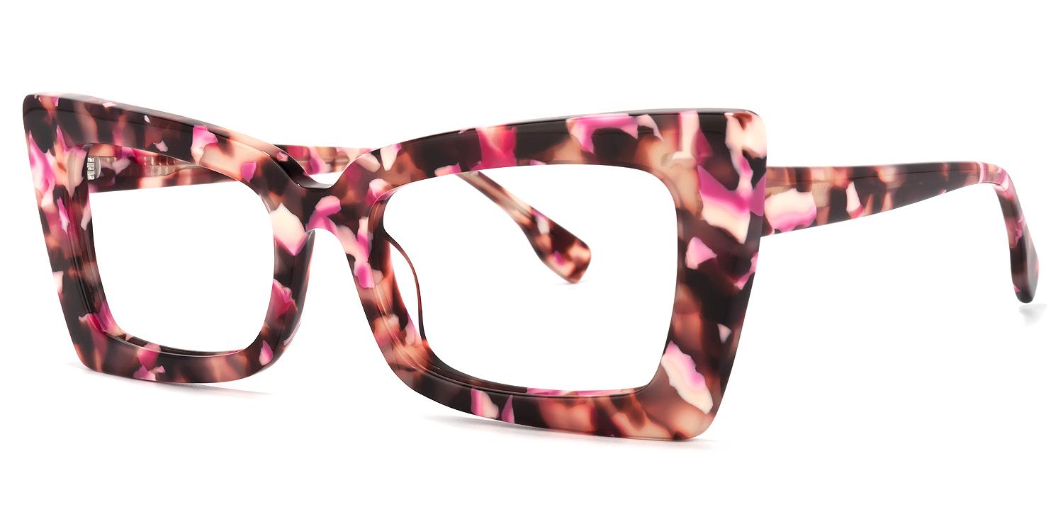 Newell Rectangle Eyeglasses and Pink-Floral Wide Frame1
