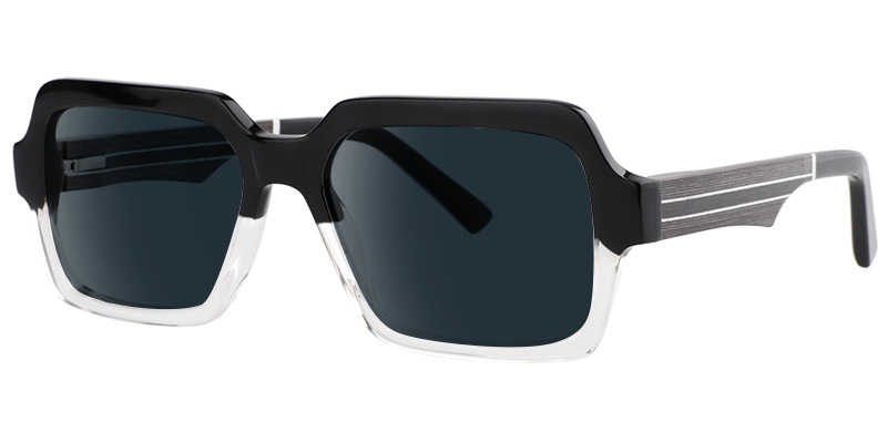ZEELOOL Jack Rectangle Black & Crystal Sunglasses
