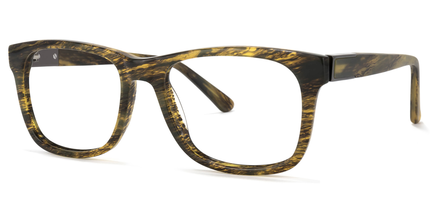 Wyatt Rectangle Yellow-Wood Glasses | ZEELOOL Canada1