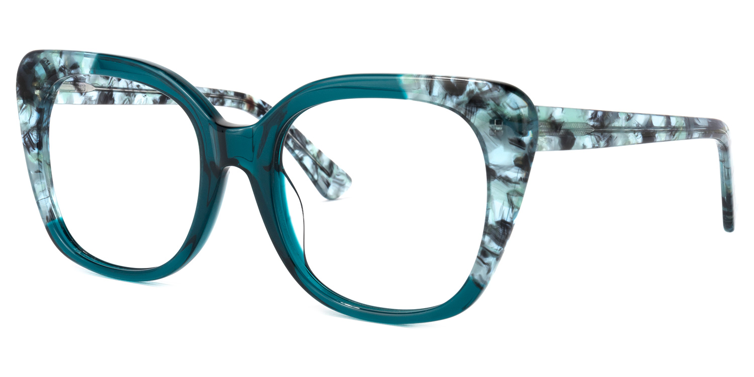 Yanira Square Peacock-Blue Glasses | ZEELOOL Canada1