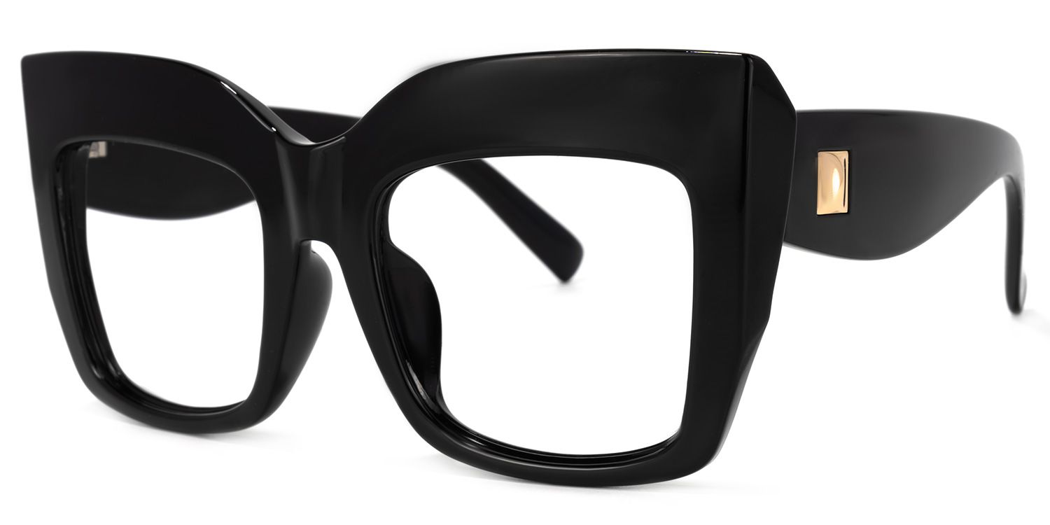 Alberta Cat Eye Black Oversized Thick Frame Glasses1