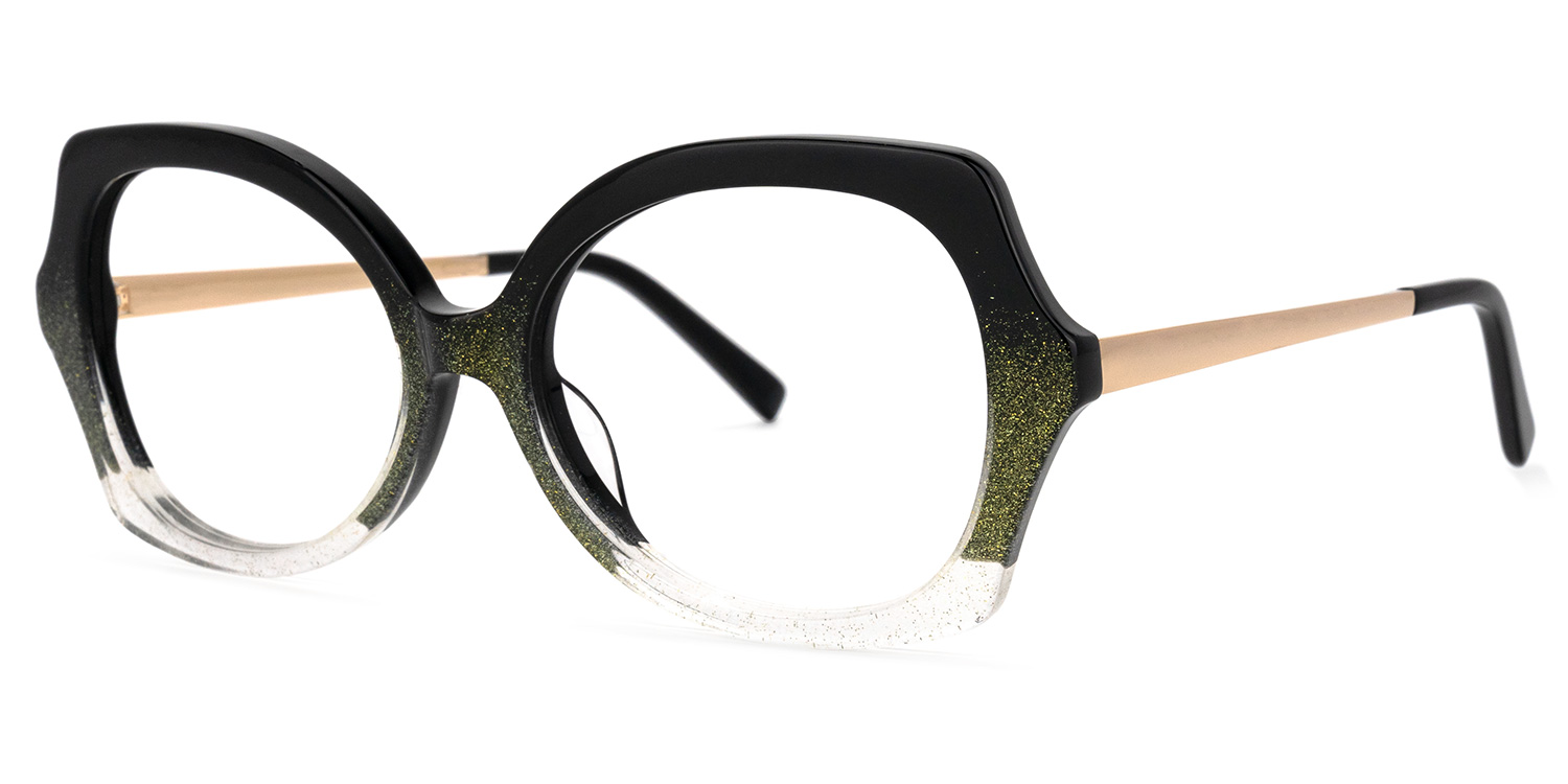Sugarplum Geometric Black-Green Glasses1