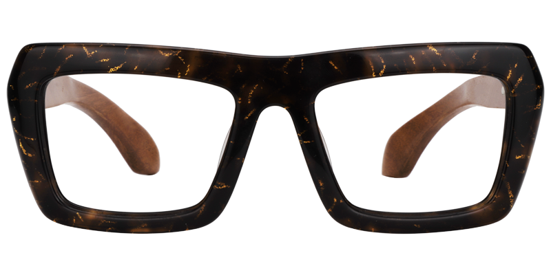 Roger Rectangle Black-Gold Glasses0