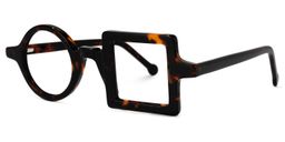 Paola Tortoise Asymmetric Square Circle Glasses1