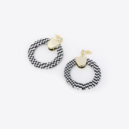 Stylish Round Black-White Earrings0