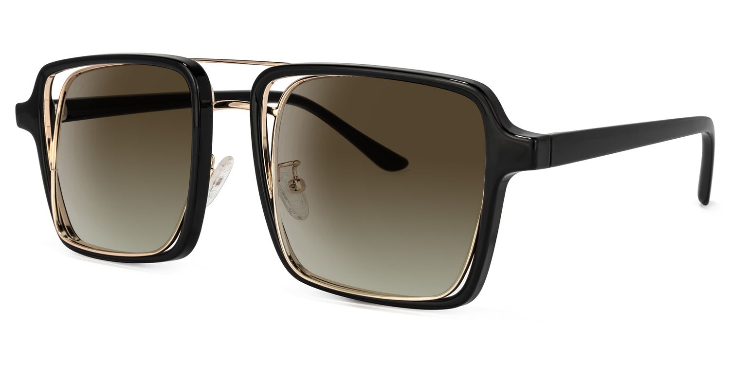 Nellie Aviator Black-Gold Full Rim Sunglasses | ZEELOOL CA4