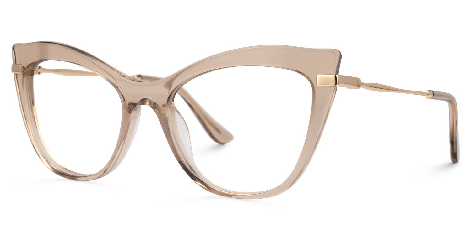 Indira Cat Eye Beige Glasses | ZEELOOL Canada1