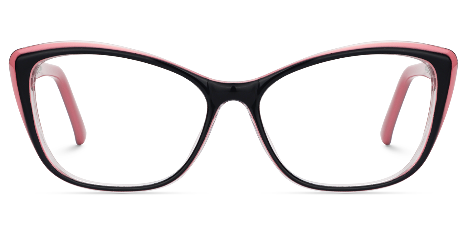 Fidelia Cat Eye Black and Pink Frame Glasses | Zeelool1