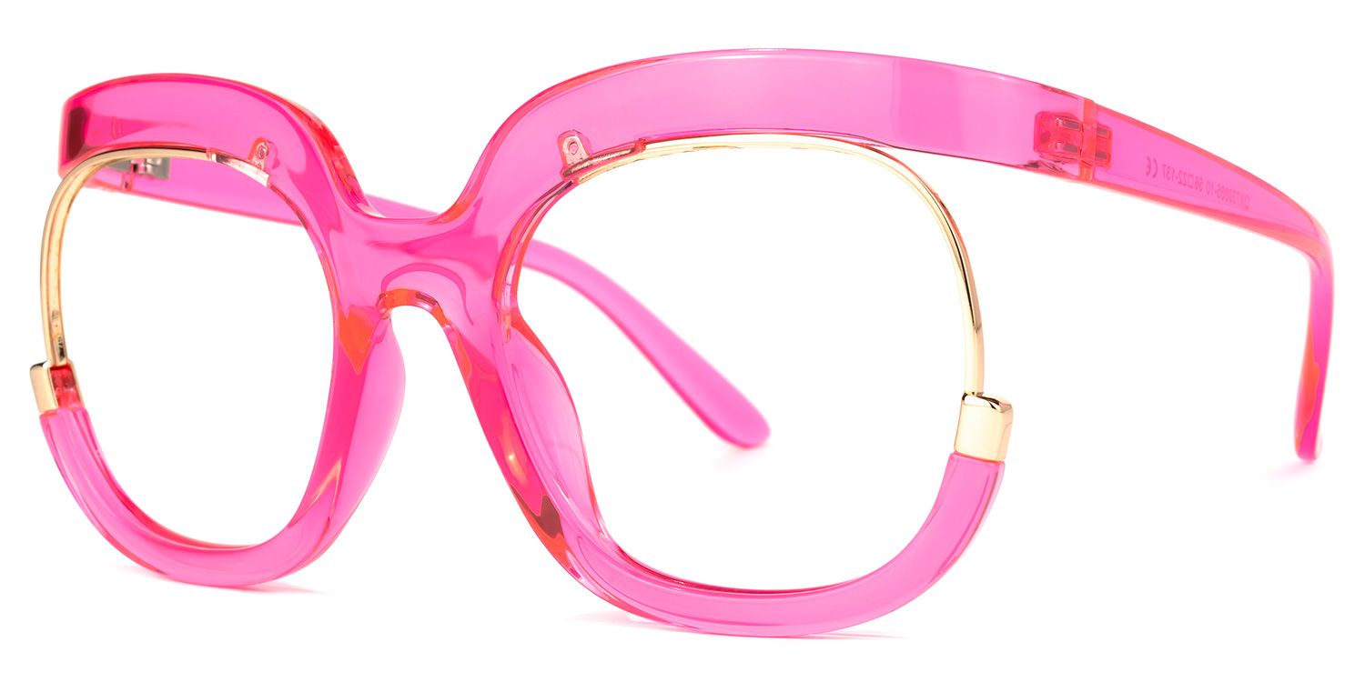 Darice Pink Round Transparent Semi-Frame Glasses | ZEELOOL Canada1