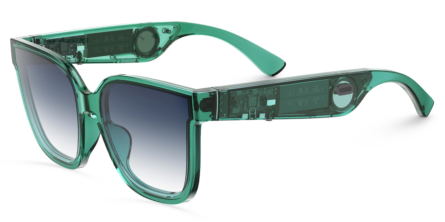 Boman Square Green Bluetooth Sunglasses | ZEELOOL Canada1