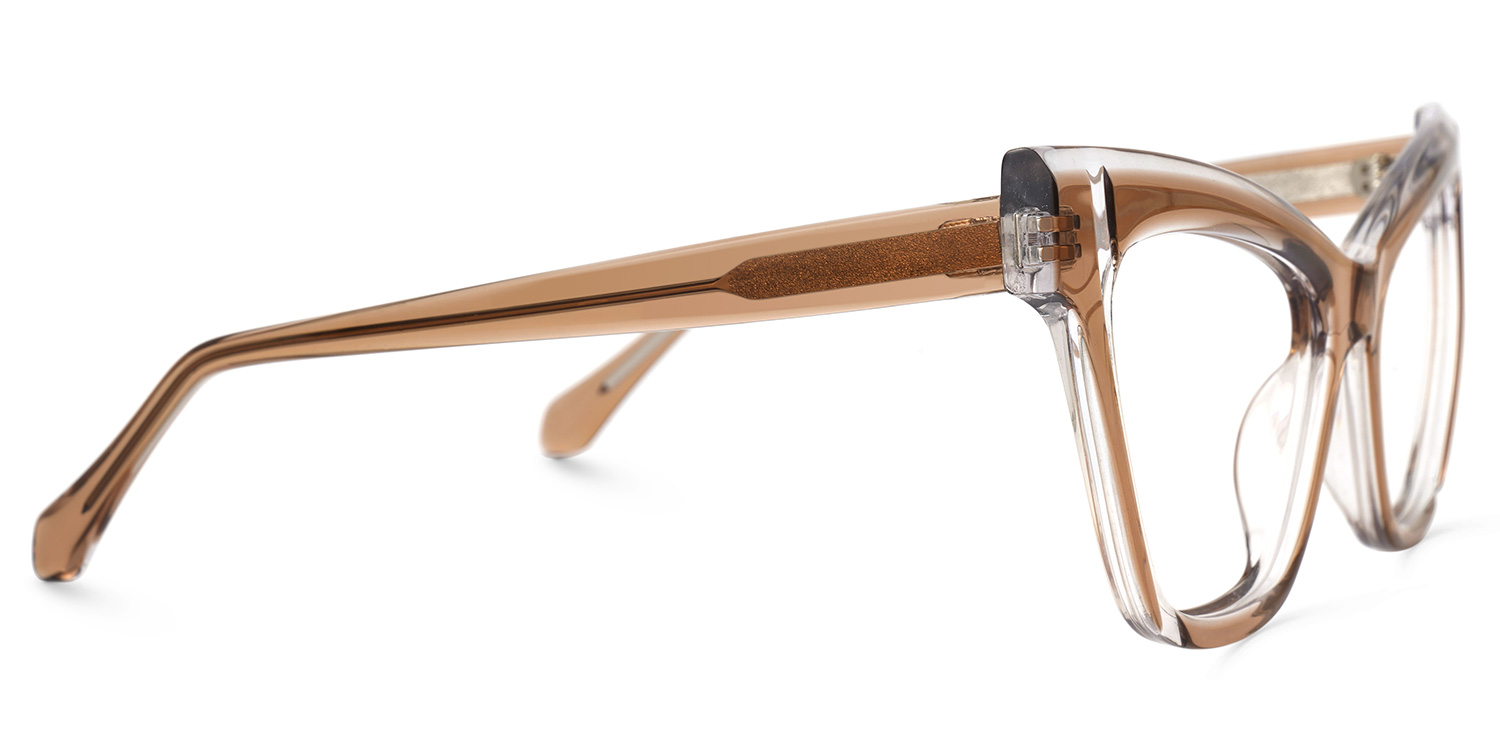 Saucie Light Brown Cat eye Frame Glasses | ZEELOOL Canada2