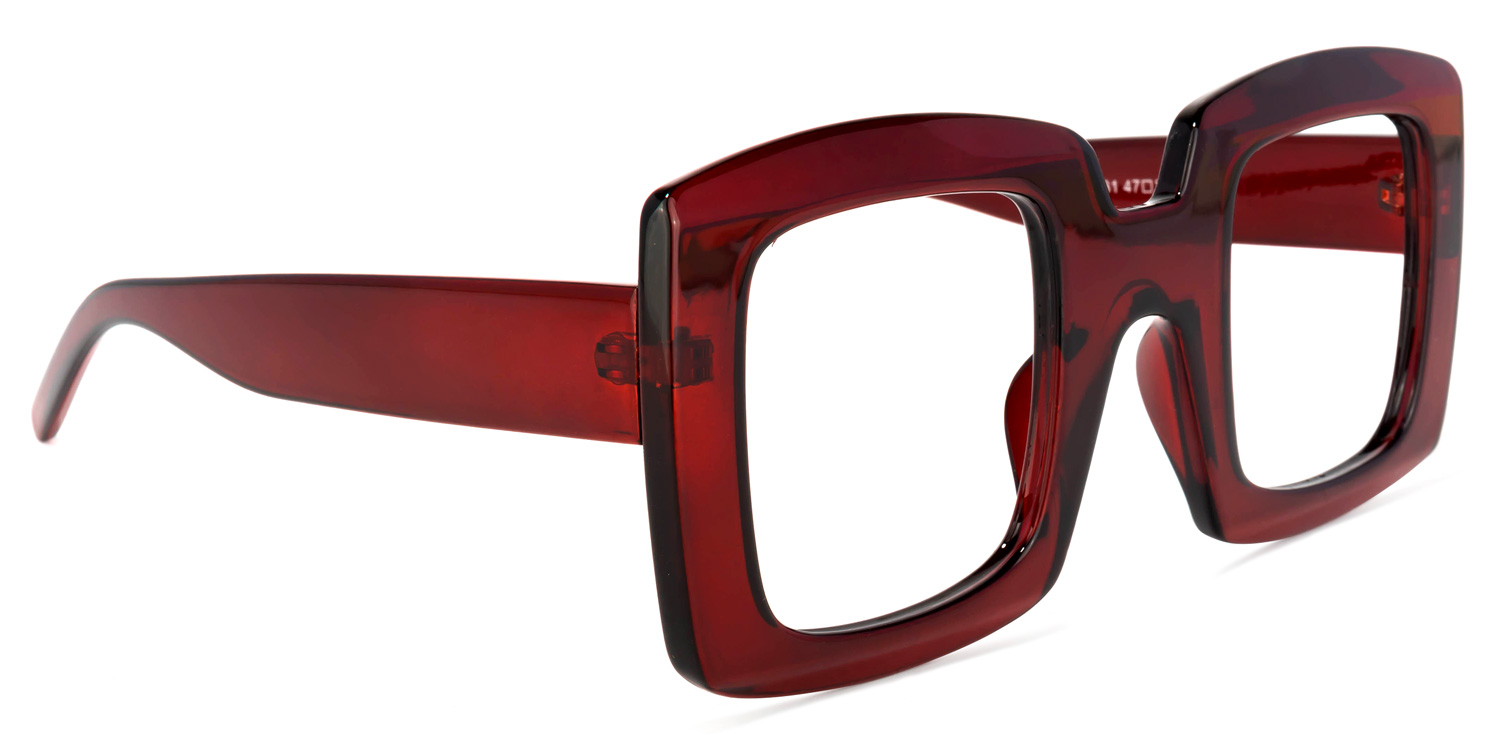 Quincey Square Dark-Red Glasses | ZEELOOL Canada2