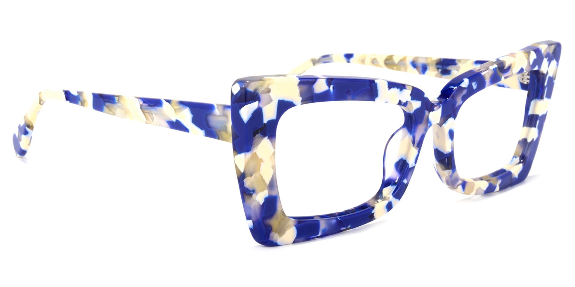 Newell Rectangle Blue-Floral Frame Glasses | Zeelool Optical2