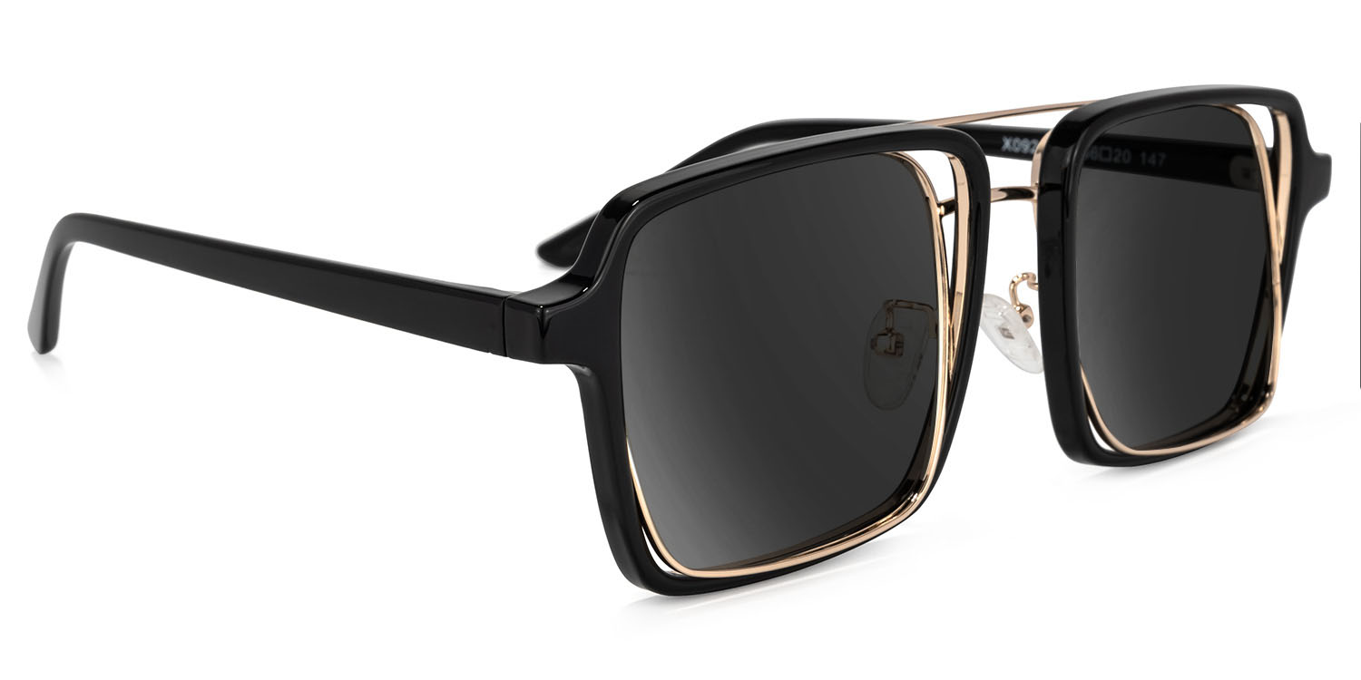 ZEELOOL Nellie Aviator Black-Gold Sunglasses