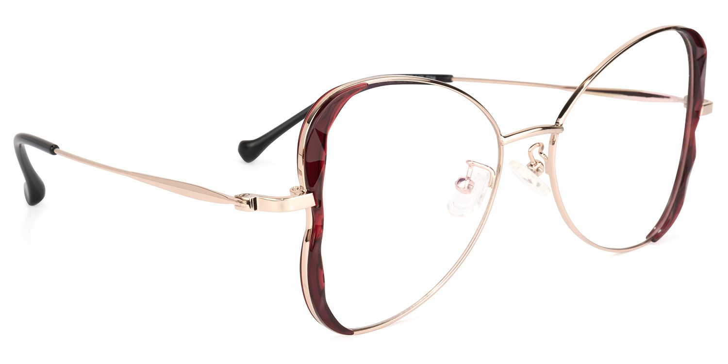 Edith Geometric Dark-Red Glasses | ZEELOOL Canada