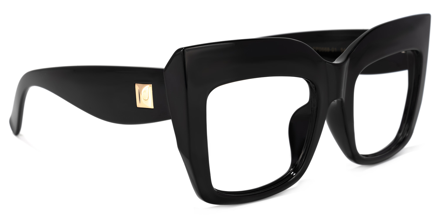 Alberta Cat Eye Black Oversized Thick Frame Glasses2